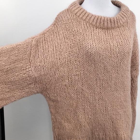 Zara Knit Sweater Womens Small Blush Pink Knit Acrylic Pullover Cozy Mohair Wool - Picture 3 of 14